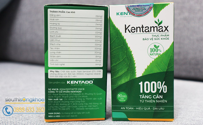 Thành phần thuốc tăng cân Kentamax có thảo dược táo nhân