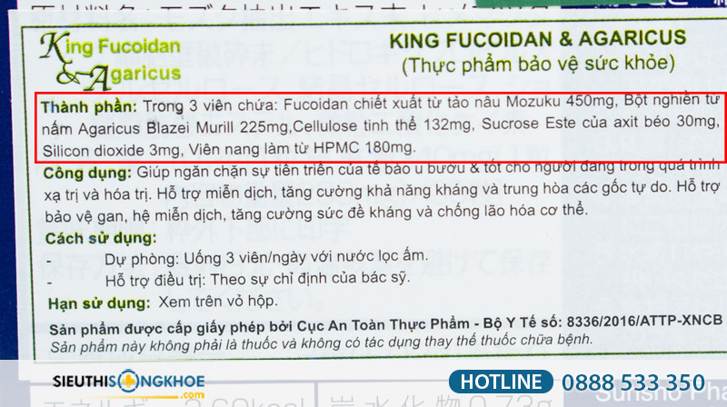 mua vien uong king fucoidan & agaricus o dau