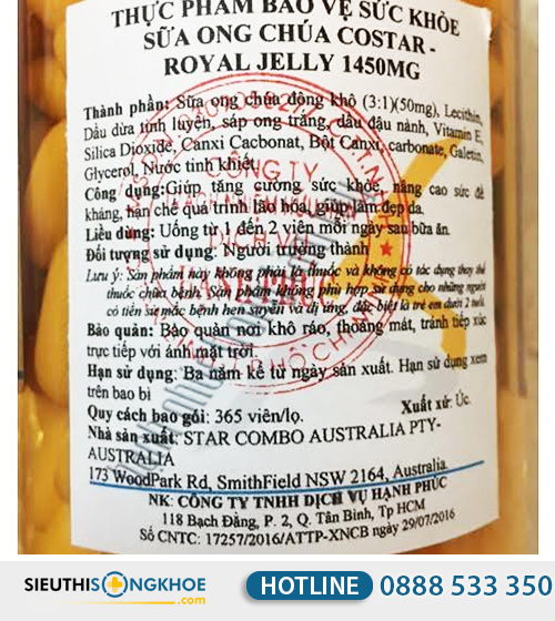 Sua ong chua costar royal jelly 1450mg 2