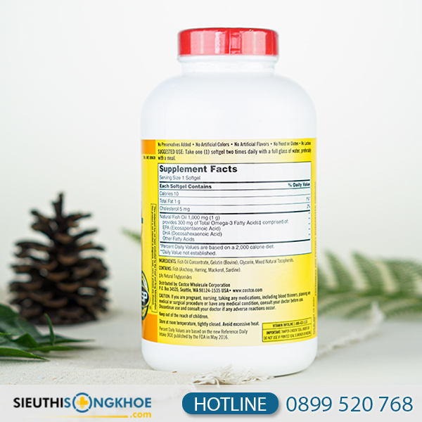 Kirkland Signature Fish Oil 1000mg Viên Uống Dầu Cá Chính Hãng