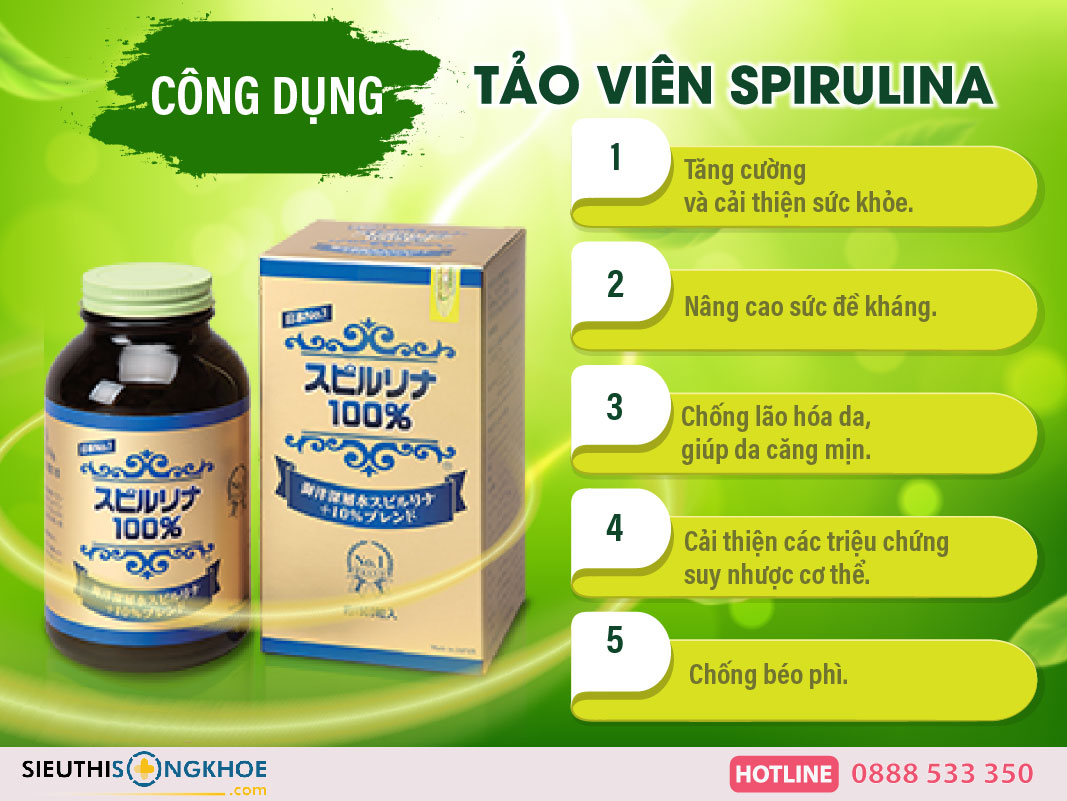 công dụng tảo viên spirulina nước biển sâu