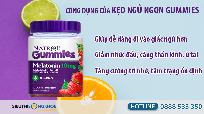 công dụng kẹo dẻo ngủ ngon natrol gummies melatonin