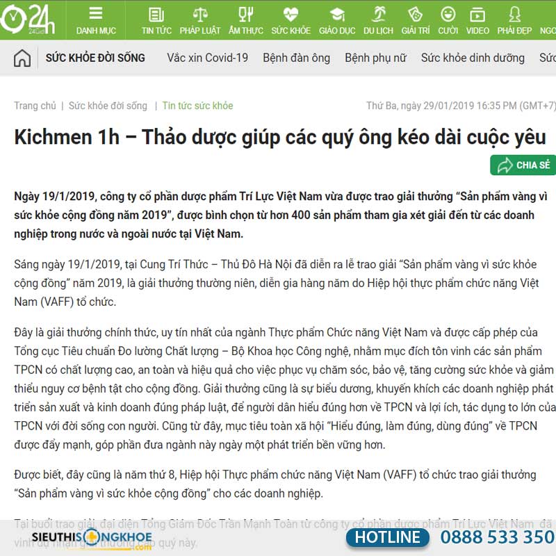 báo chí 24h nói về kichmen 1h