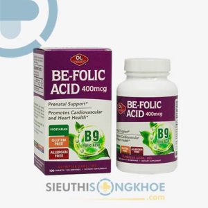 Be Folic Acid 400mcg Olympian Labs – Viên Bổ Thai, Hỗ Trợ Phòng Ngừa Dị Tật Cho Thai Nhi