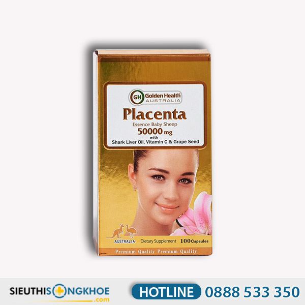Golden Health Placenta - Viên Uống Nhau Thai Cừu Nguyên Chất Hỗ Trợ Cải Thiện Làn Da Trắng Mịn