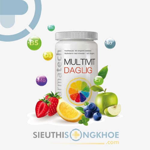 Multivit Daglig Hỗ Trợ Bổ Sung Vitamin & Khoáng Chất Cho Cơ Thể Hộp 180 Viên