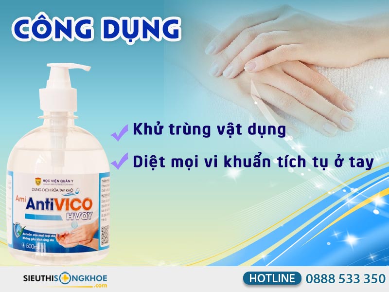 công dụng dung dịch rửa tay khô ami antivico hvqy
