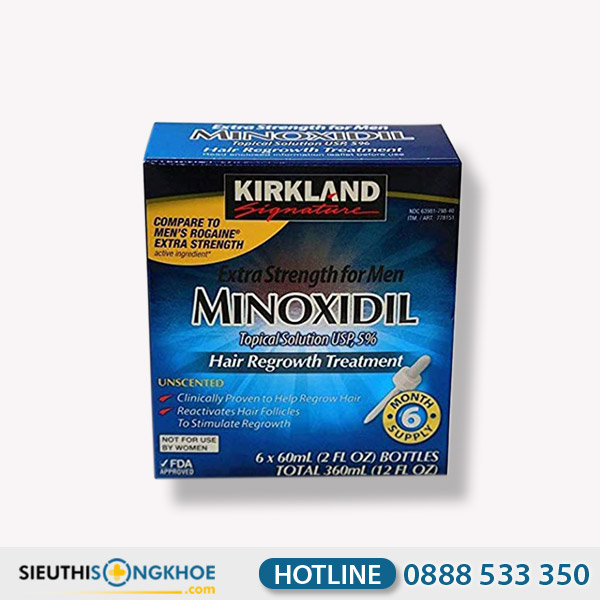 Minoxidil 5% Kirkland - Serum Hỗ Trợ Kích Thích Mọc Tóc Yếu Dễ Gãy Rụng
