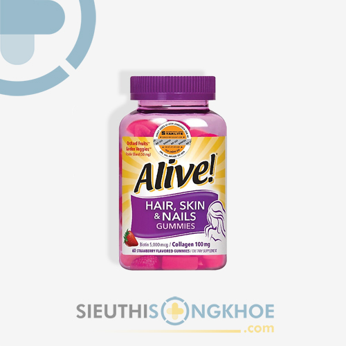 Alive Hair Skin & Nails Gummies - Sản Phẩm Hỗ Trợ Dưỡng Da Móng Tóc & Chống Lão Hoá Cơ Thể