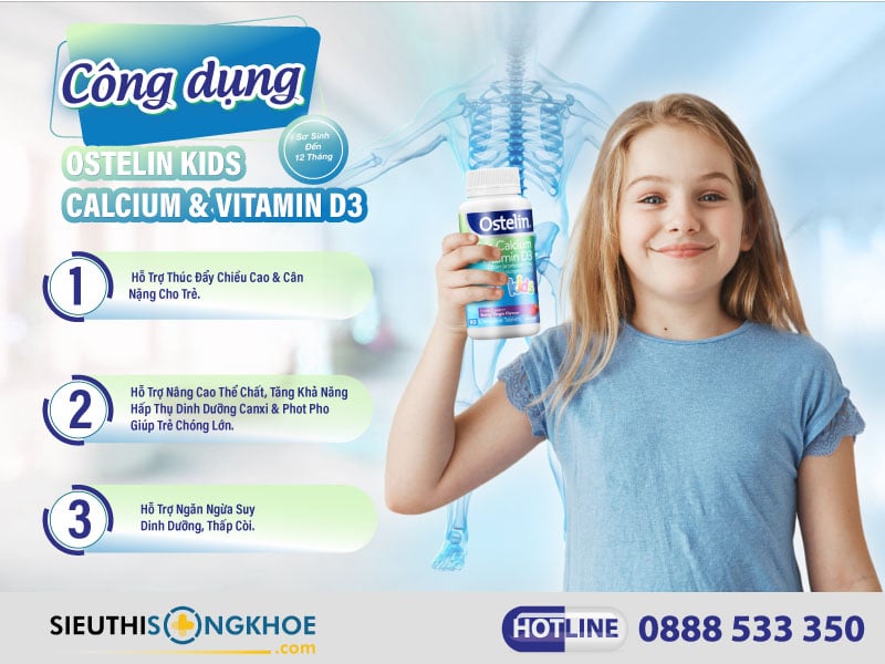 công dụng của ostelin kids calcium & vitamin d3