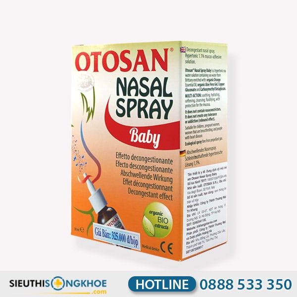 Otosan Nasal Spray Baby [295.000đ] Hỗ Trợ Thông Sạch Mũi Cho Trẻ