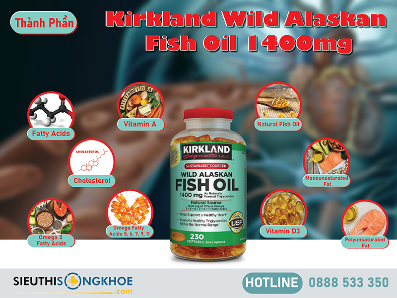 thành phần của kirkland wild alaskan fish oil 1400mg