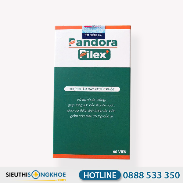 Pandora Pilex Hỗ Trợ Đẩy Lùi Táo Bón & Giảm Các Triệu Chứng Bệnh Trĩ Hộp 60 Viên