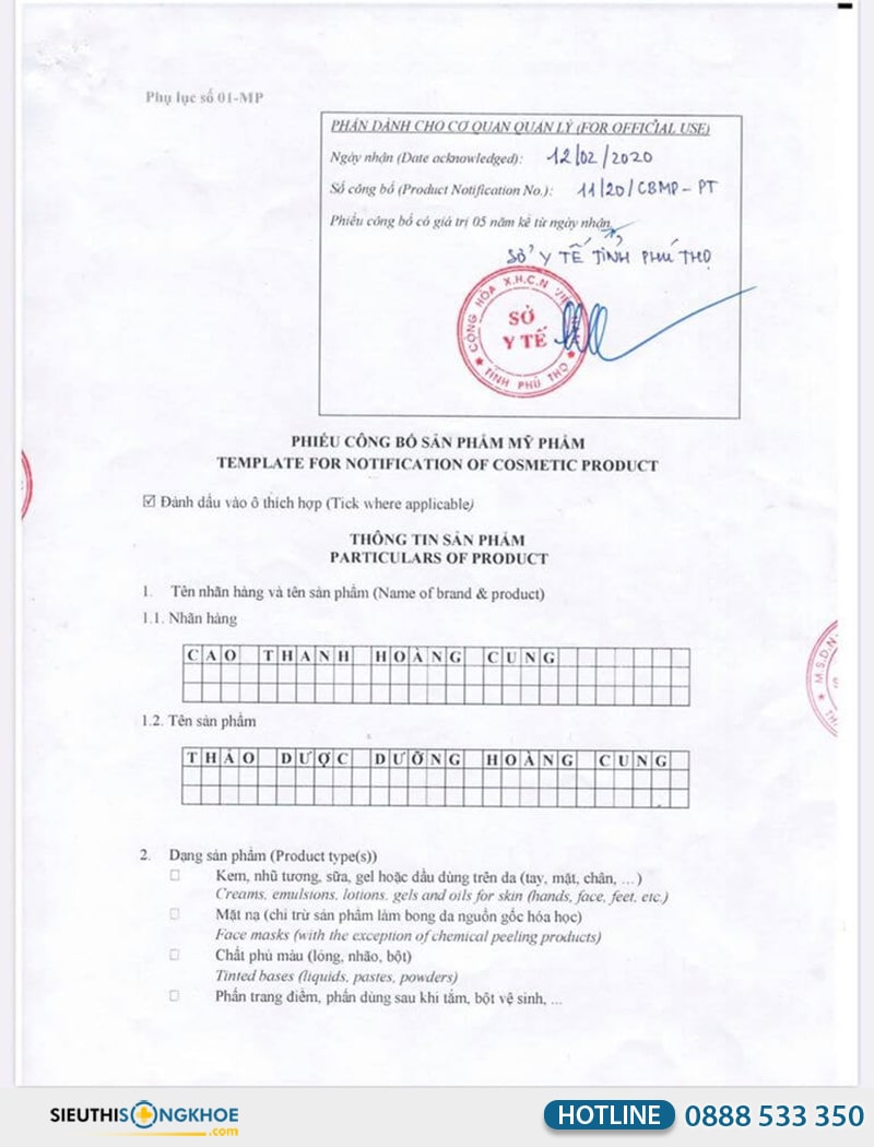 giấy chứng nhận của đông y hoàng cung