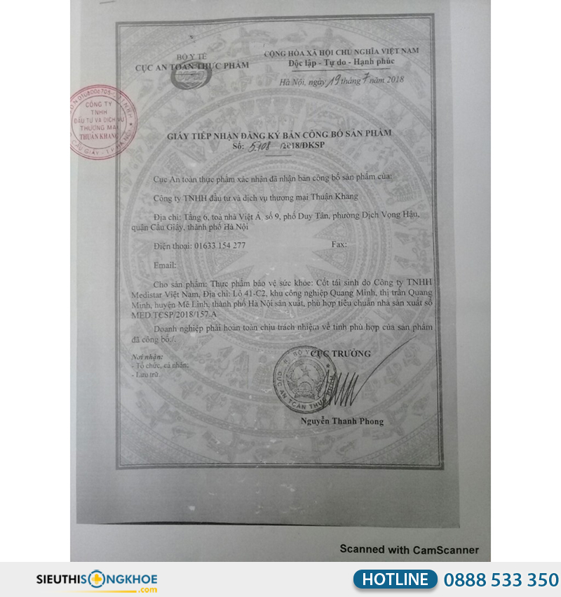 giấy chứng nhận của cốt tái sinh