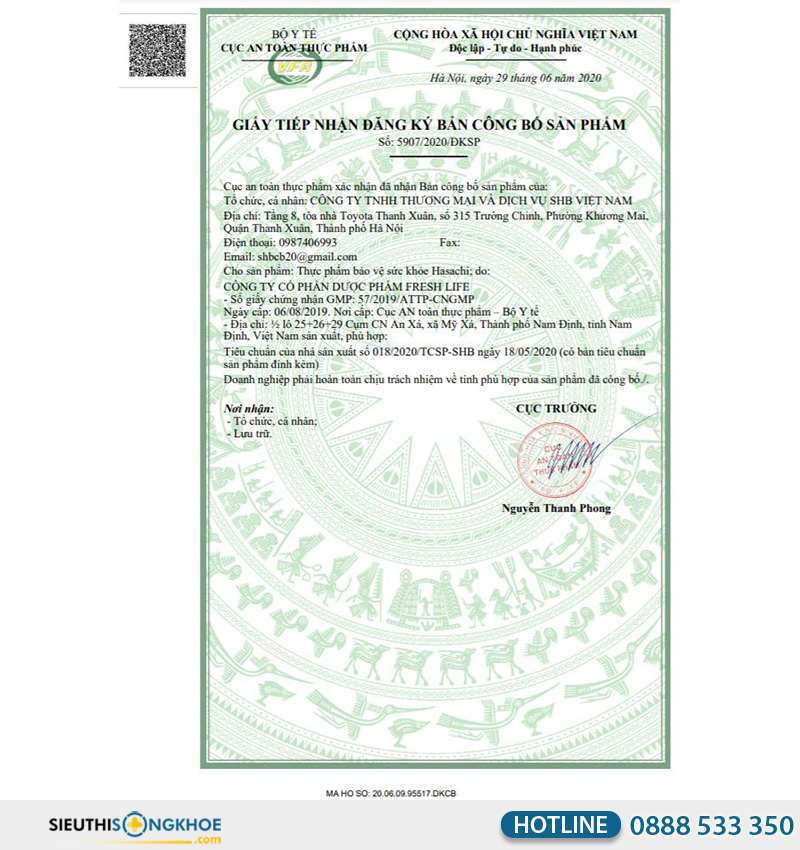giấy chứng nhận của viên sủi hasachi