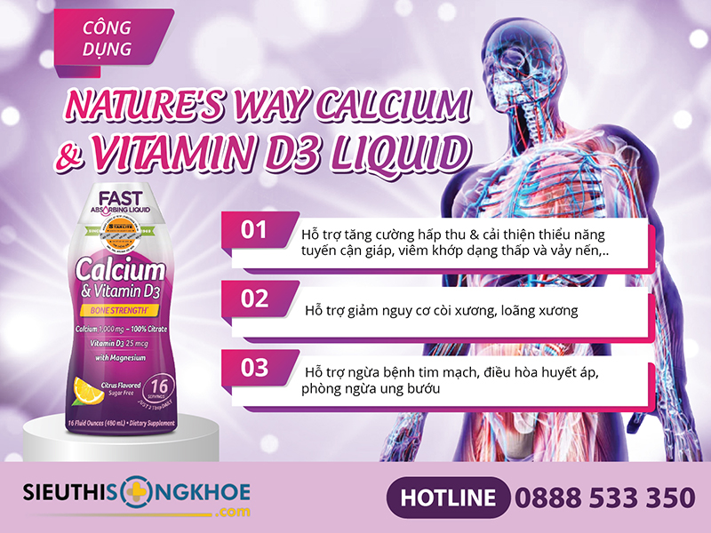 công dụng của nature's way calcium & vitamin d3 liquid