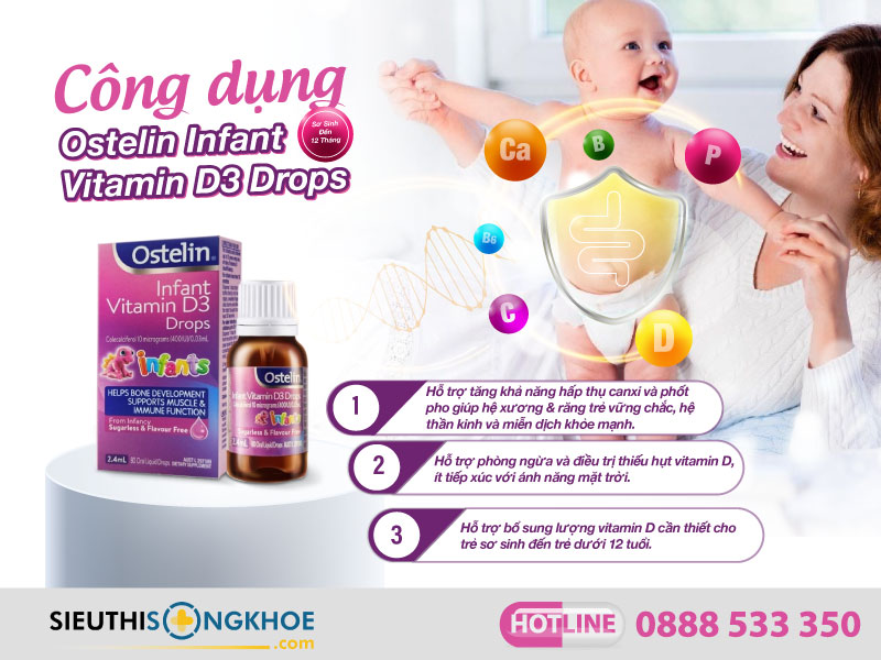 công dụng của ostelin infant vitamin d3 drops