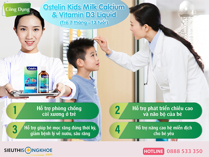 công dụng của ostelin kids milk calcium & vitamin d3 liquid