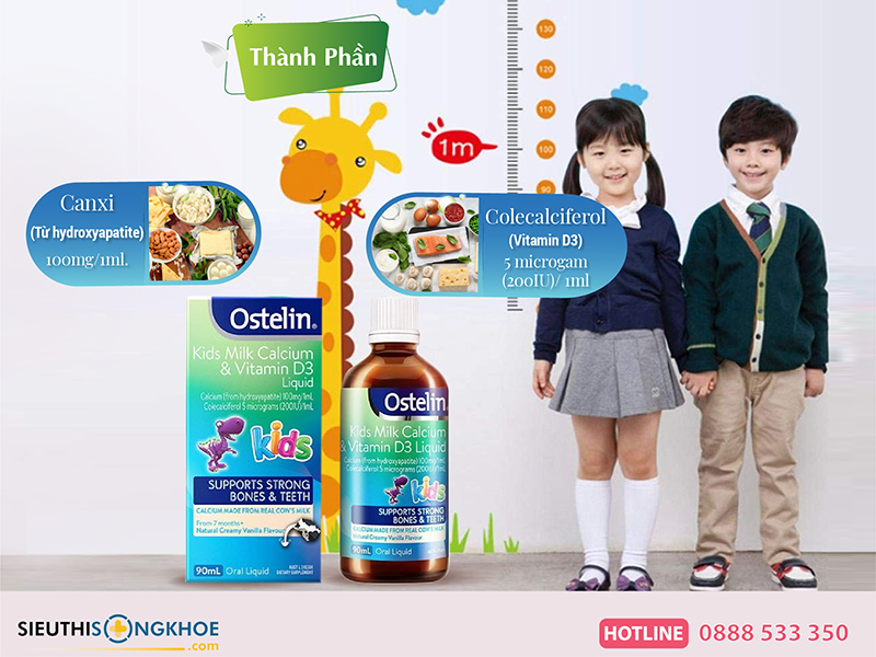 thành phần của ostelin kids milk calcium & vitamin d3 liquid