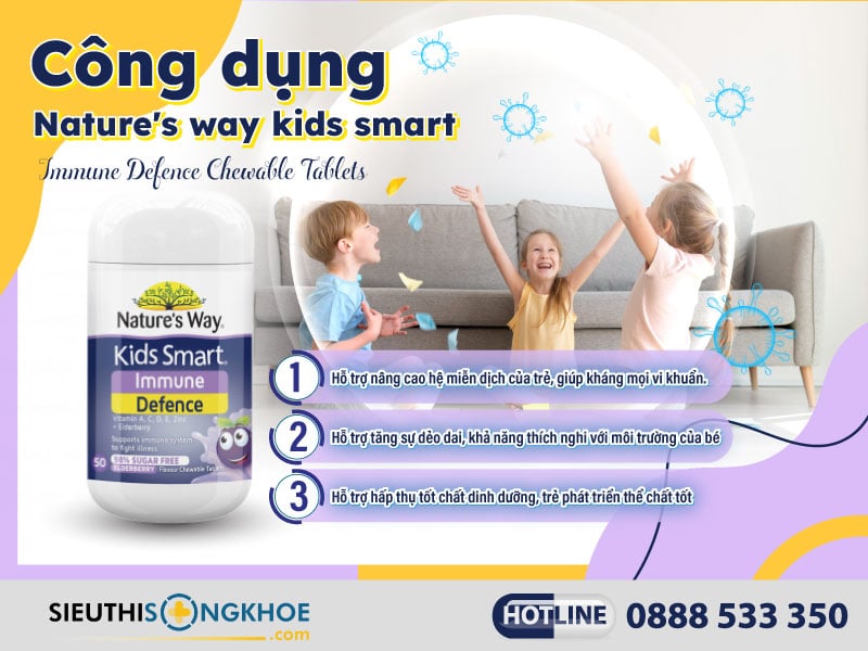 công dụng của nature's way kids smart immune defence chewable tablets