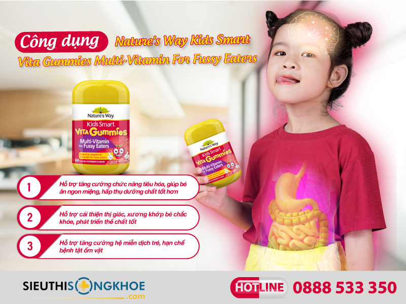 công dụng của nature's way kids smart vita gummies multi-vitamin for fussy eaters