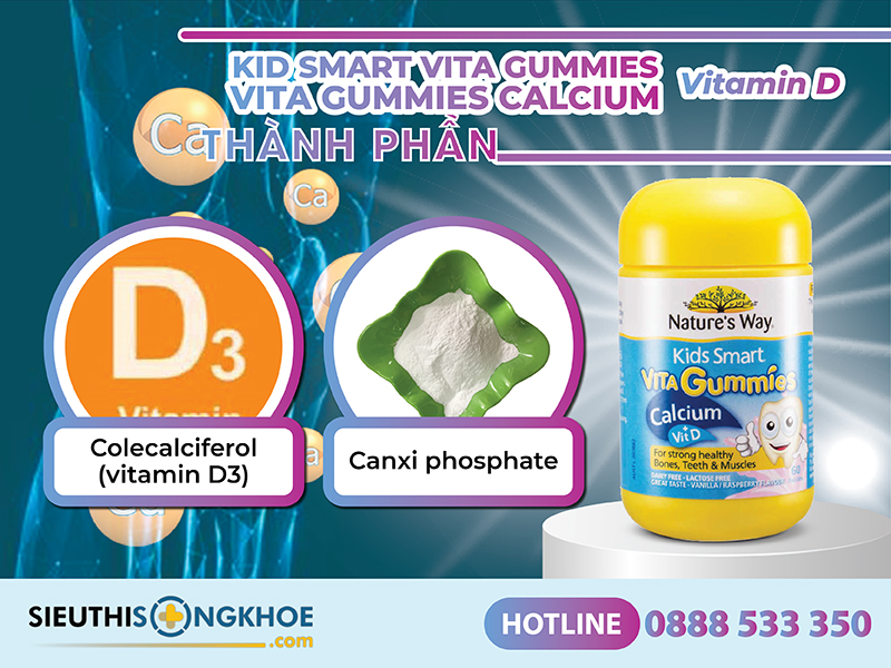 thành phần của nature's way kids smart vita gummies calcium + vitamin d