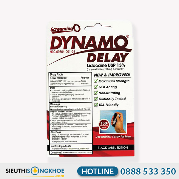 Dynamo Delay Black Label Edition Hỗ Trợ Chống Xuất Tinh Sớm Cho Nam Giới Chai 15ml