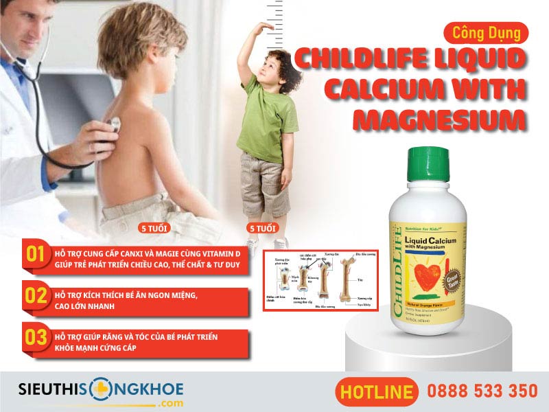 công dụng của childlife liquid calcium with magnesium