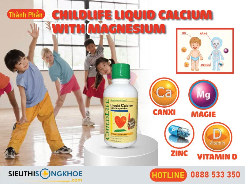 thành phần của childlife liquid calcium with magnesium