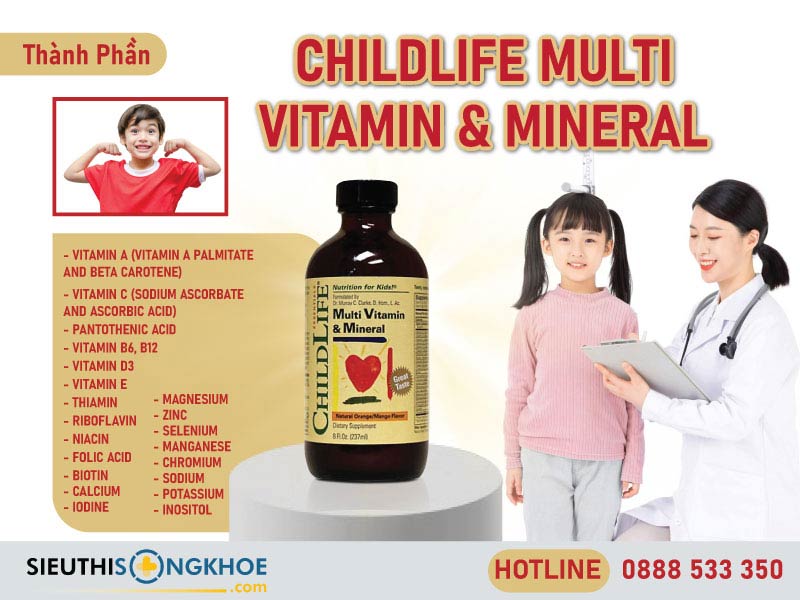 thành phần của childlife multi vitamin & mineral