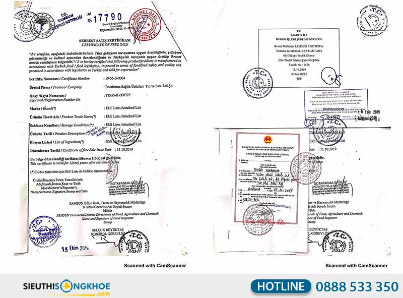 giấy chứng nhận của combifertil thổ nhĩ kỳ