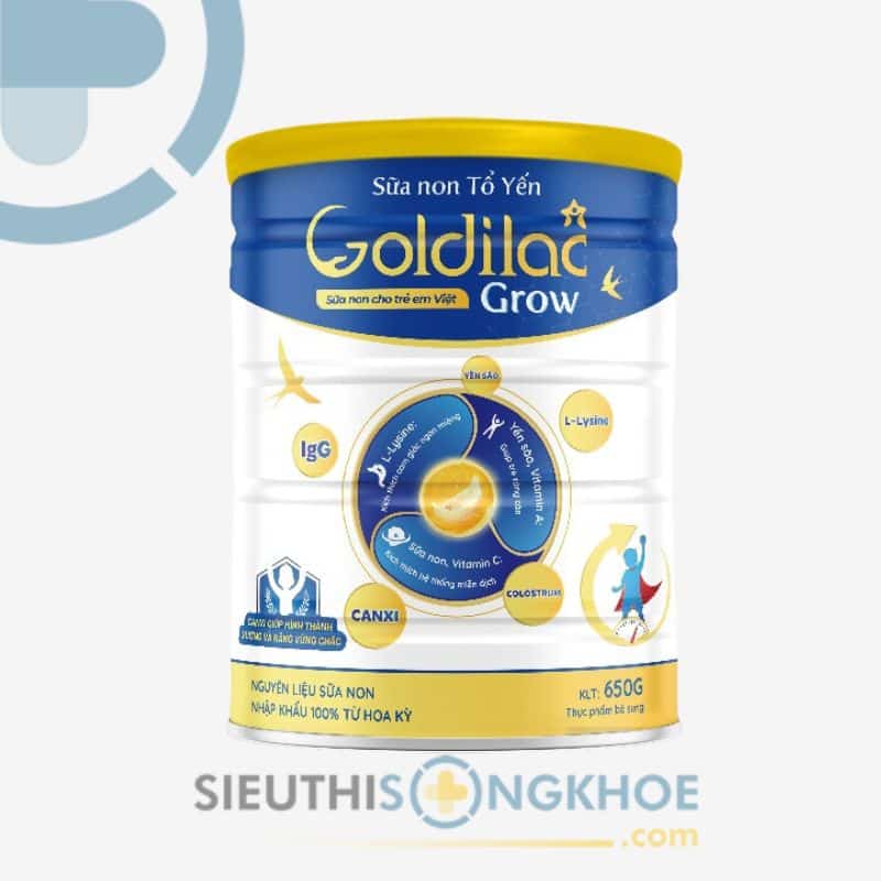 Sữa Non Tổ Yến Goldilac Grow Hỗ Trợ Thúc Đẩy Thể Chất & Chiều Cao Trẻ Hộp 650g