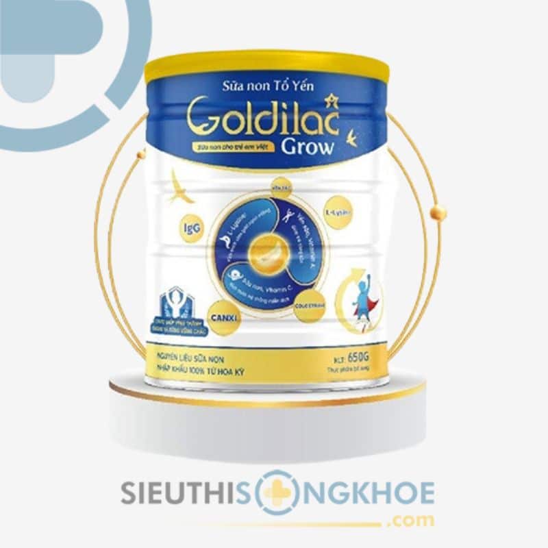 Sữa Non Tổ Yến Goldilac Grow Hỗ Trợ Thúc Đẩy Thể Chất & Chiều Cao Trẻ Hộp 650g