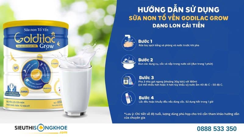 cách dùng sữa non tổ yến goldilac grow