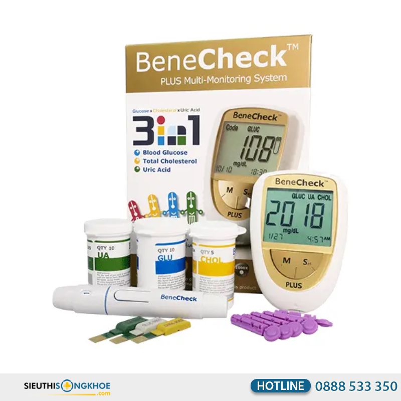 Máy đo đường huyết 3 trong 1 BeneCheck Plus