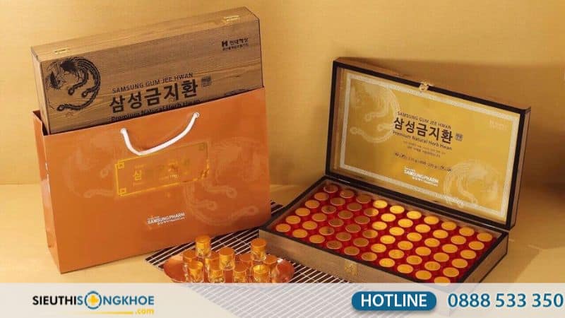 Giá An Cung Ngưu Hoàng Hoàn hộp gỗ 60 viên Samsung Gum Jee Hwan bao nhiêu?