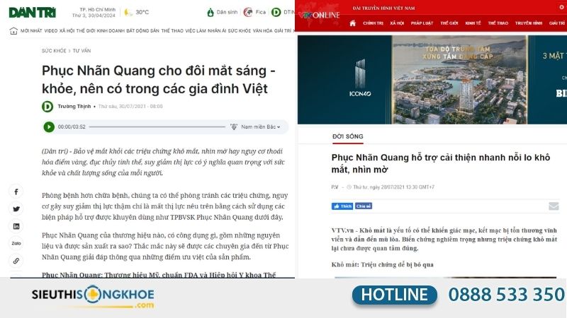 Đánh giá Phục Nhãn Quang từ trang báo chí uy tín của VTV và Dân trí.