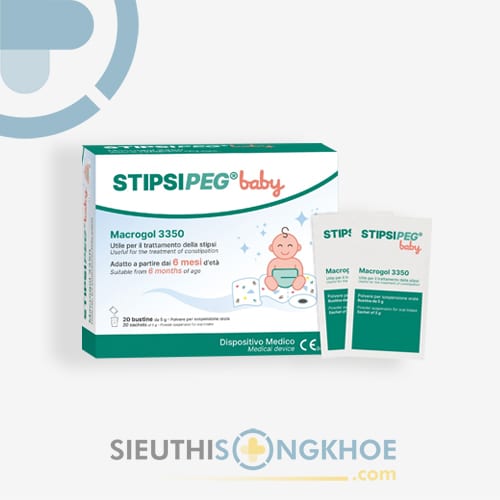 Stipsipeg Baby - Bột nhuận tràng giảm táo bón cho trẻ từ 6 tháng tuổi (Hộp 20 gói x 5g)